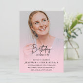 Foto Roze 67e verjaardag uitnodigingen Diner (Staand voorkant)