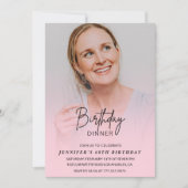 Foto Roze 68e verjaardag uitnodigingen Diner (Voorkant)