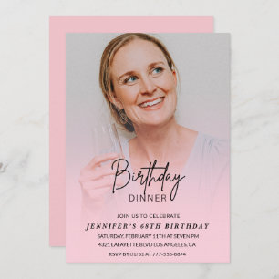 Foto Roze 68e verjaardag uitnodigingen Diner
