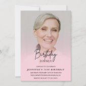 Foto Roze 71e verjaardag uitnodigingen Diner (Voorkant)