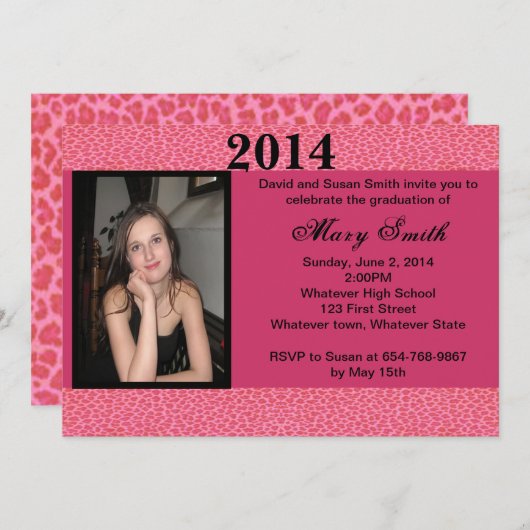 Foto Roze Afstuderen Uitnodiging (Voorkant / Achterkant)