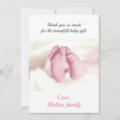 Foto Roze Baby Meisje Baby shower Bedankkaart (Voorkant)