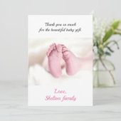 Foto Roze Baby Meisje Baby shower Bedankkaart (Staand voorkant)