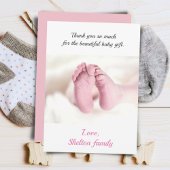 Foto Roze Baby Meisje Baby shower Bedankkaart