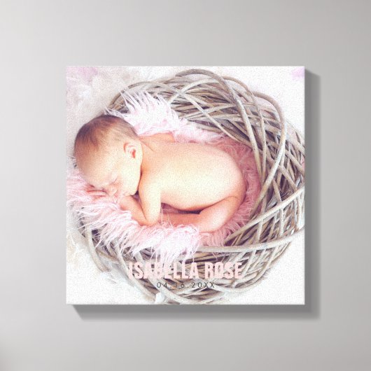 Foto roze Baby naam Canvas Afdruk (Voorkant)