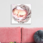 Foto roze Baby naam Canvas Afdruk (Insitu (Woonkamer))