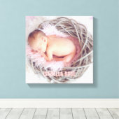 Foto roze Baby naam Canvas Afdruk (Insitu (Houten vloer))
