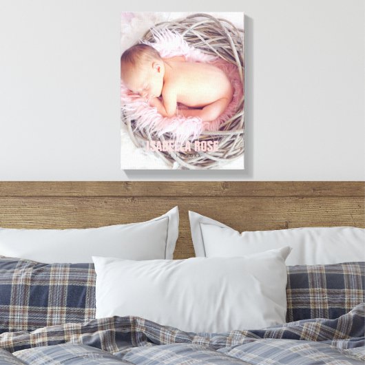 Foto roze Baby naam Canvas Afdruk (Insitu (Slaapkamer))