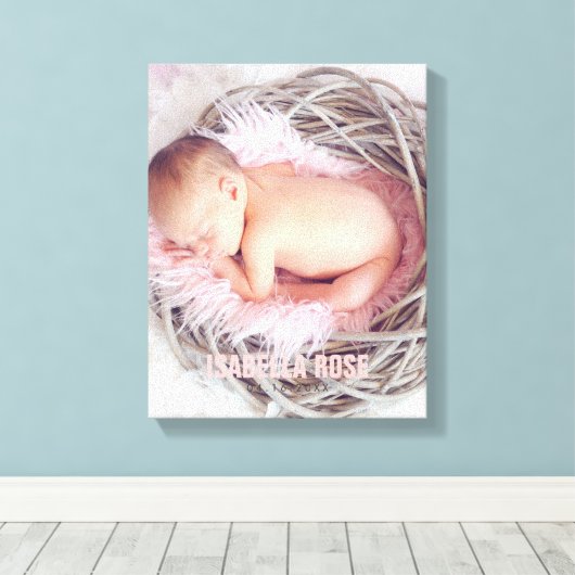 Foto roze Baby naam Canvas Afdruk (Insitu (Houten vloer))