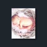 Foto roze Baby naam Canvas Afdruk<br><div class="desc">Eenvoudig en chic full-bleed fotoontwerp. Pas het aan met de geboortedatum,  naam of een tekst van uw keuze voor een mooi en uniek stukje wandkunst.</div>