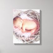 Foto roze Baby naam Canvas Afdruk (Voorkant)