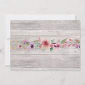 Foto Roze Birthday Floral Rustic Wood Invitations Kaart (Achterkant)