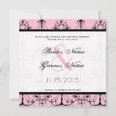 Foto Roze Black Damask Chandelier Save the Date Kaart (Achterkant)