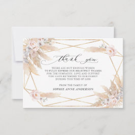 Foto Roze Bloem Pampas Gras Ter Herinnering Bedankkaart