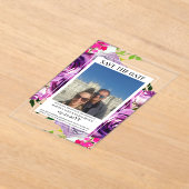 Foto Roze Bloemen Bewaar de datum Acryl Uitnodigingen (Laagn)