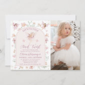 Foto Roze Bloemen Fairy Flutter Twirl Verjaardag Kaart (Voorkant)