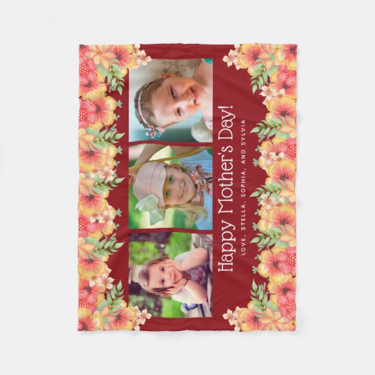 Foto Roze Bloemen Moederdag Deken (Voorkant)