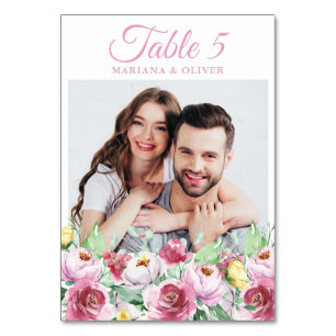 Foto Roze Bloemenbruiloft Kaart