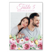 Foto Roze Bloemenbruiloft Kaart (Achterkant)