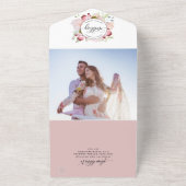 Foto, Roze, Blush, Bourgogne bruiloft van RSVP All In One Uitnodiging (Buitenkant)