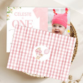 Foto Roze Bow Daisy Een Gekke Gans 1e Verjaardag Kaart