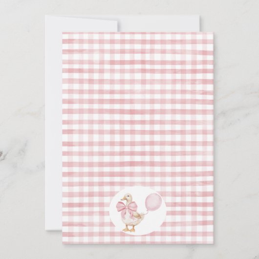 Foto Roze Bow Een Gekke Gans 1e Verjaardag Kaart (Achterkant)