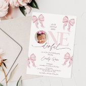 Foto Roze Bow Little Miss Onederful 1e verjaardag Kaart