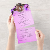 Foto roze bruiloft in één uitnodiging (Afscheurbaar)