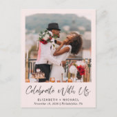 Foto Roze bruiloft Uitnodiging Briefkaart (Voorkant)