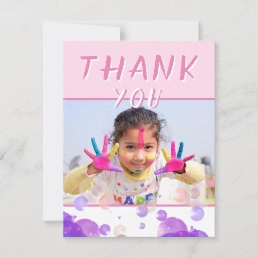 Foto Roze Bubbels Girly Kids Verjaardagsfeest (Voorkant)