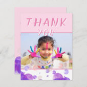 Foto Roze Bubbels Girly Kids Verjaardagsfeest (Voorkant / Achterkant)