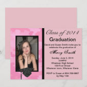 Foto Roze Camouflage Afstuderen Uitnodiging (Voorkant / Achterkant)