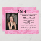 Foto Roze Camouflage Afstuderen Uitnodiging (Voorkant / Achterkant)