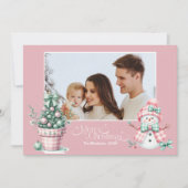 Foto Roze Coquette Kerstmis Feestdagenkaart (Voorkant)