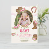 Foto Roze Cowgirl Verjaardagsfeest Kaart (Staand voorkant)