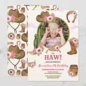 Foto Roze Cowgirl Verjaardagsfeest Kaart (Voorkant / Achterkant)