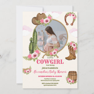 Foto Roze Cowgirl Western Baby shower Kaart
