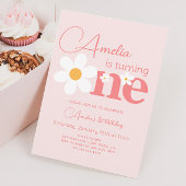 Foto Roze Daisy 1e verjaardagsfeestje Kaart