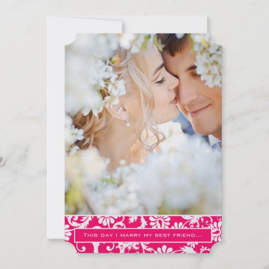 Foto Roze Damask Ik trouw met mijn beste vriendsch Kaart (Voorkant)