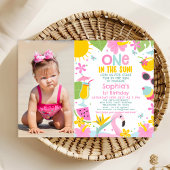 Foto Roze Een in de zon Zwembad 1e verjaardag Kaart