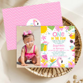 Foto Roze Een in de zon Zwembad 1e verjaardag Kaart