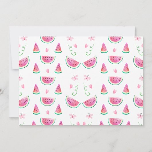 Foto Roze Eén in een Meloen 1e Verjaardag Kaart (Achterkant)