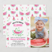 Foto Roze Eén in een Meloen 1e Verjaardag Kaart (Voorkant / Achterkant)