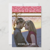 Foto Roze en Chocolate Brown  Damask Kaart (Voorkant)