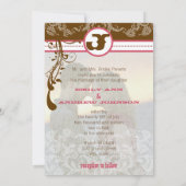 Foto Roze en Chocolate Brown  Damask Kaart (Achterkant)