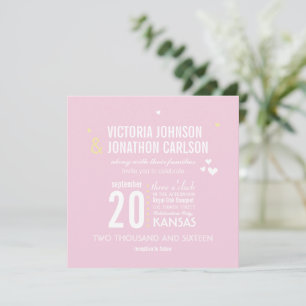 Foto Roze en Geel Zig Zag Typografie Bruiloft Kaart
