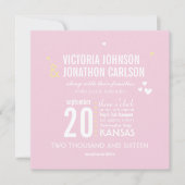 Foto Roze en Geel Zig Zag Typografie Bruiloft Kaart (Voorkant)