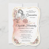 Foto Roze en Goud Prinses Quinceanera Verjaardag Kaart (Voorkant)