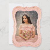 Foto Roze en Goud Prinses Quinceanera Verjaardag Kaart (Achterkant)
