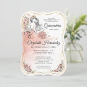 Foto Roze en Goud Prinses Quinceanera Verjaardag Kaart (Staand voorkant)